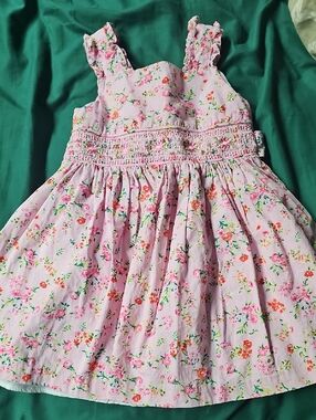 Bonnie Baby Pink Floral Smocked Sundress
